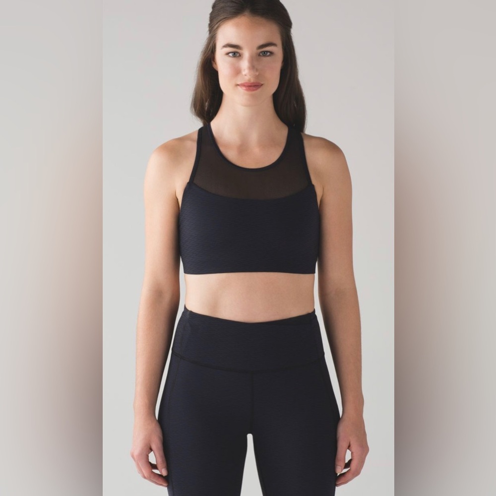 Lululemon Gear Up Bra  - Score Jacquard Black Hero Blue / Black - Size 8